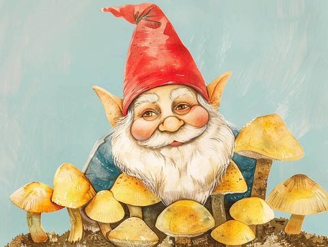 Smiling Mushroom Gnome Garden Sign